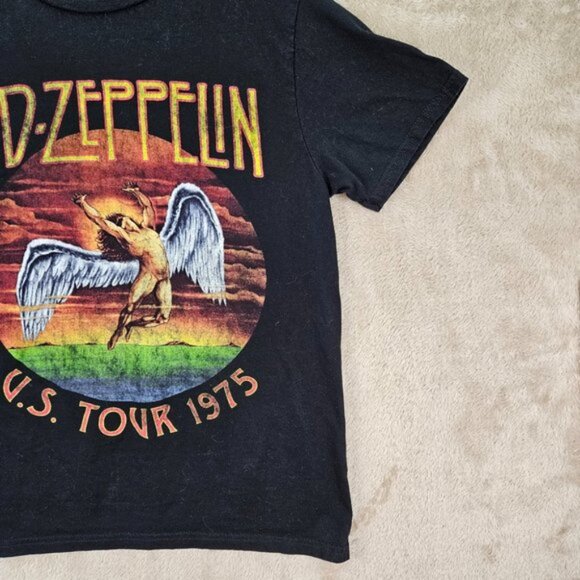 Led Zeppelin US Tour 1975 Icarus T Shirt Unisex Size M Black Short Sleeve Tee - Picture 4 of 10